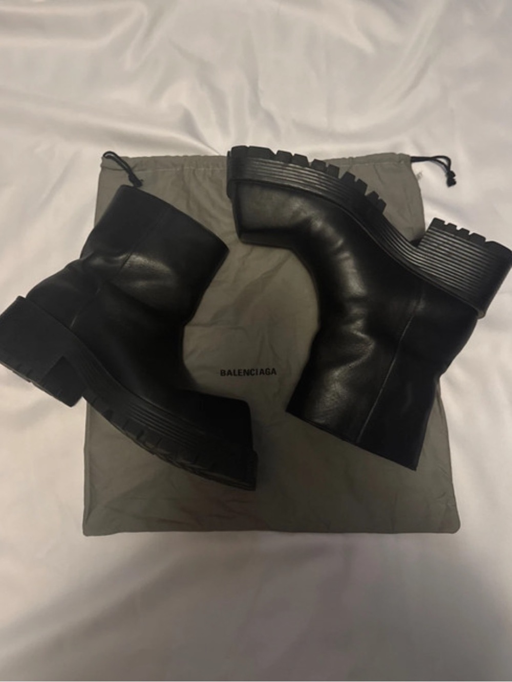 Balenciaga Men's Black Leather Platform Ankle Boots
